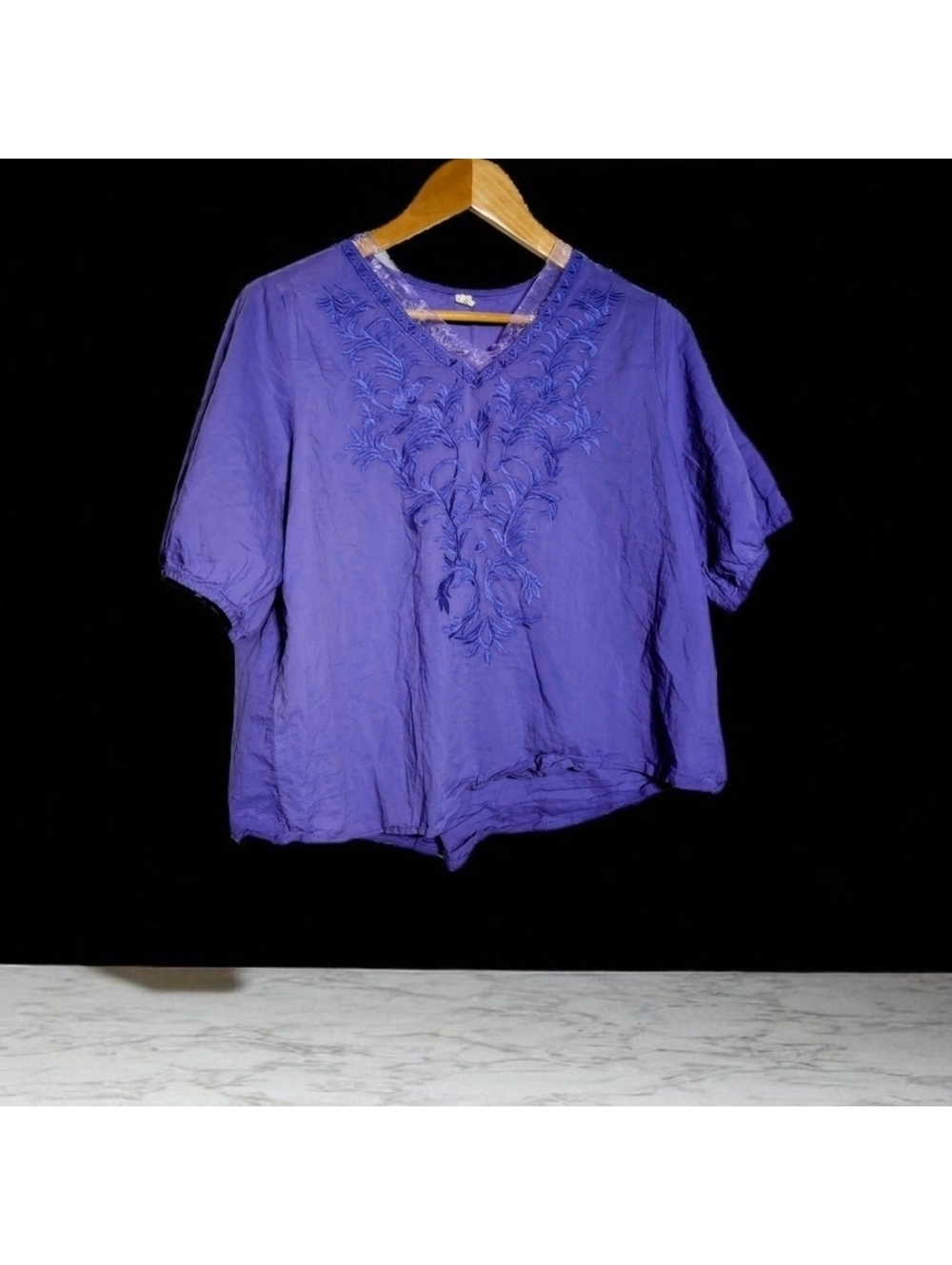 Light Weight 2XL Purple Embroidered Women's Top Jinfilai